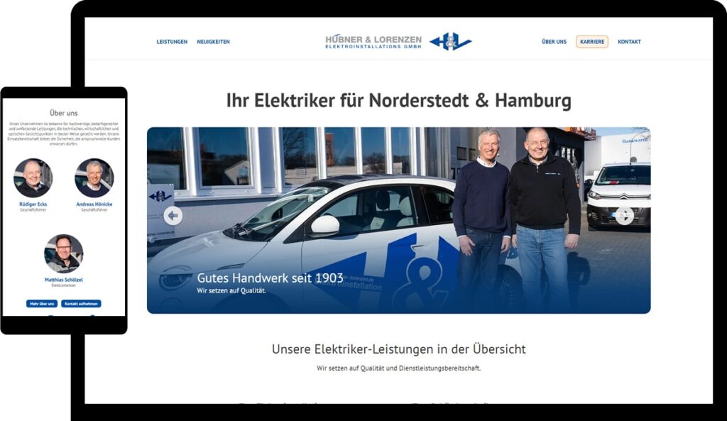 Neue Website online - Hübner & Lorenzen